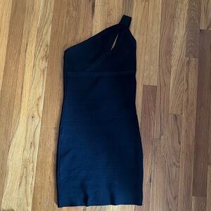 Black bodycon one shoulder mini dress Guess size xs